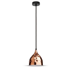 V-TAC Lampadario LED a Goccia in Metallo con Portalampada E27 (Max 60W) Colore Oro Rosa a Specchio d: 170mm
