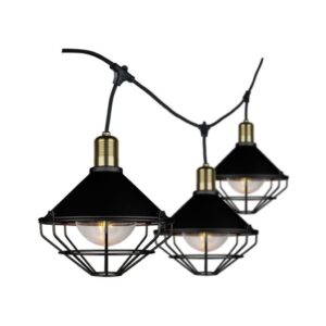 V-TAC Catenaria 3m per 6 lampadine LED E27 Con Diffusori trasparenti IP65 Colore nero.