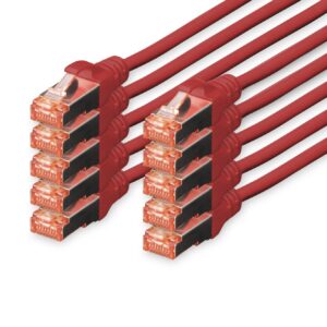 Confezione 10 Cavi Cat 6 Schermati S/Ftp Mt 0,25 Colore Rosso Digitus