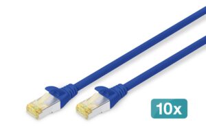 Cavo Patch Cat 6A S/Ftp, 10 Pezzi Lunghezza 0,25 Mt. Colore Blu