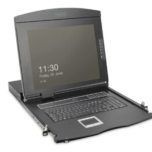 Console Kvm Modulare Hd Lcd Con Tft Da 19", Connessione Kvm Vga A 1 Porta, Touchpad, Layout Tastiera Italiana