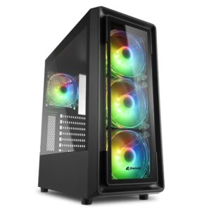 Sharkoon Case Tk4 Rgb 7 Slot Espansione, Pannello Frontale Vetro Temperato, 3 Porte, 3Xusb2.0/3.0, I