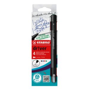 STABILO dr!ver penna tecnica Fine Nero, Blu, Verde, Rosso 4 pz