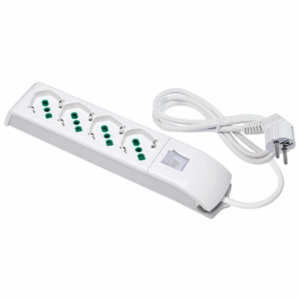 Multipresa 4 Prese Universali Con Cavo Mt 1,5, Interruttore, Spina Schuko