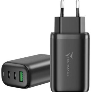 Carica Batteria Rapido Gan 3P (2Usb -C+1 Usb-A) 65Watt Nero Techmade
