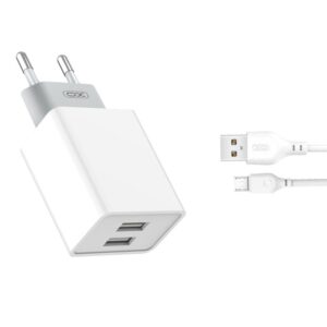 XO L65 Pack Caricabatterie 2x USB + 1m Cavo da USB a MicroUSB