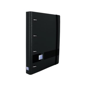 Oxford Europeanbinder Live&Go A5+ con ricarica Dots - Copertina in plastica super resistente - Anelli 4x25mm - Chiusura in gomma elastica - Nero