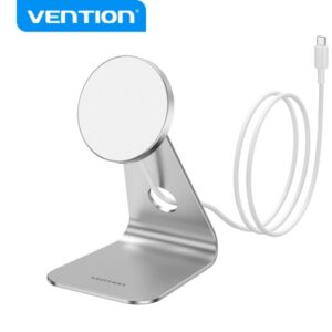 Caricabatterie wireless Vention - USB-C - Lega di alluminio - Potenza 15 W/10 W/7,5 W/5 W - Colore argento