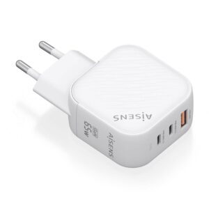 AISENS ASCH-65W3P026-W Caricabatterie per dispositivi mobili Universale Bianco AC Ricarica rapida Interno