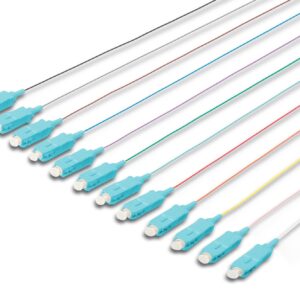 Set 12 Cavi Pigtail Fibra Ottica Colorati Connettori Sc Om3 50/125 Simplex