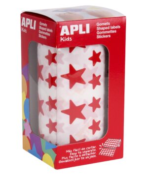 Apli Red Star Gomets - 12,5 mm e 19,5 mm - Adesivo permanente - 59 fogli - 2360 Gomet per rotolo - Ideale per sviluppare competenze e rispettare gli standard di qualità e sicurezza