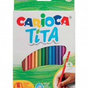 Carioca Tita Confezione da 18 Matite in Resina - Corpo Esagonale - Colori Brillanti e Lavabili - Scrittura Morbida - Sicure e Super Resistenti alle Cadute - Vari Colori