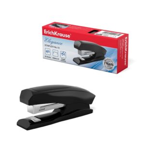 Cucitrice Erichkrause Elegance - Fino a 20 fogli - Levapunti incorporato - Plastica resistente agli urti - Meccanismo in acciaio di alta qualità - Punti metallici solidi - Capacità 100 n. 10 punti - Colore nero