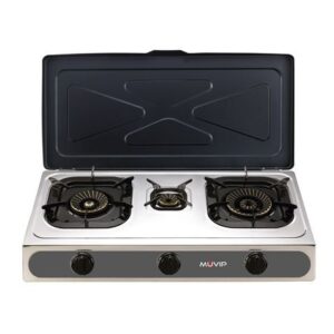 Griglia Muvip in Acciaio Inox - Bruciatore in Ghisa - Bruciatori Estraibili - Base Antiscivolo - Dimensioni: 71X37X12,3 cm - Colore Silver
