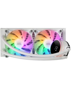 Sistema di raffreddamento a liquido Mars Gaming ML-LCD240 - Ventole ARGB - Camera ottica di terza generazione - Display LCD della temperatura - Compatibilità multi-socket - Bianco