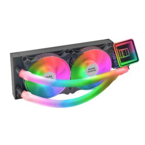 Kit di raffreddamento a liquido Mars Gaming ML-ULTRA240 - Illuminazione ARGB a 360° - Pompa OPTI-CHAMBER di terza generazione - TDP 500 W - Compatibilità universale - Ventole silenziose - Nero
