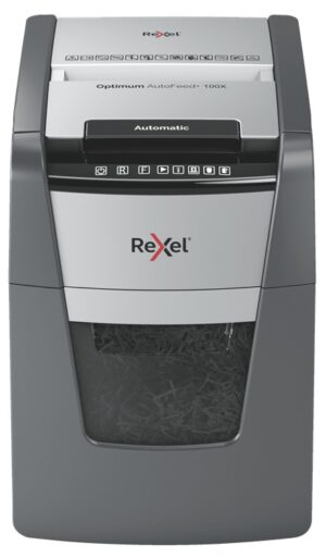 Rexel Optimum AutoFeed+ 100X distruggi documenti Triturazione incrociata 55 dB 22 cm Nero, Grigio
